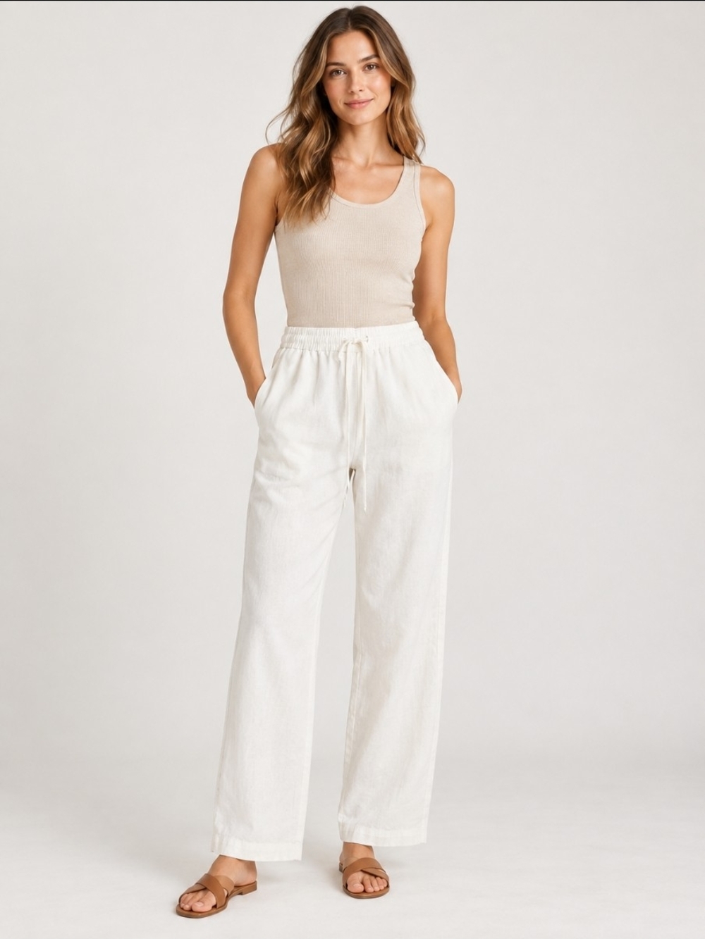 J. Crew Wide-Leg Drawstring Pants in White